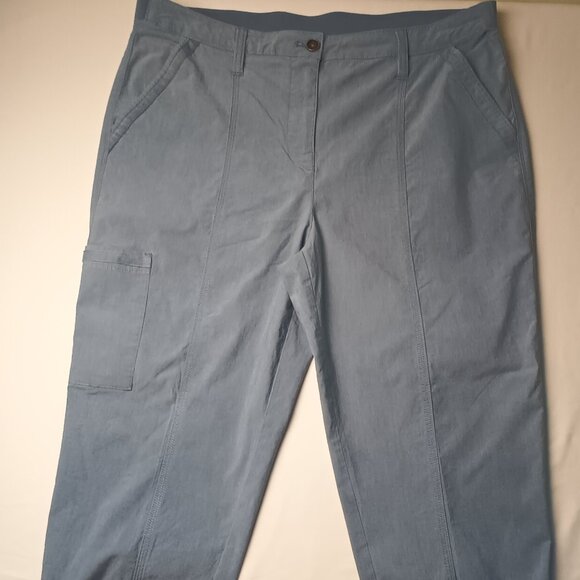 Chico's Cargo Pants Size 12 Roll Tab Hem Crop Comfort Waist Blue Grey Color - Picture 3 of 9